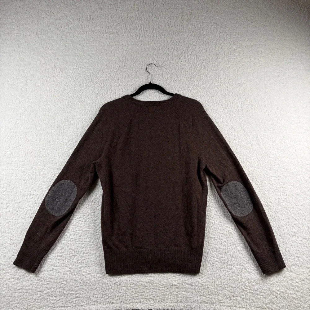 Banana Republic Mens Brown Wool Blend Italian Yarn Elbow Patch Sweater M Preppy